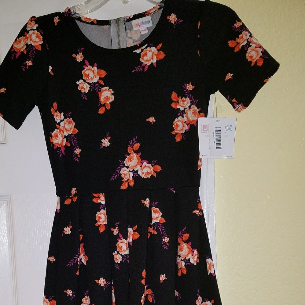 Lularoe vintage rose print xxs Amelia dress
